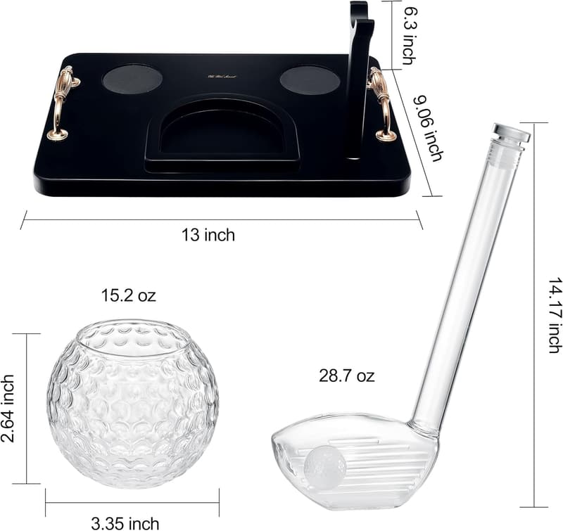 Golf Club Whiskey Decanter Set - 29 oz Decanter & 2 Glasses for Men