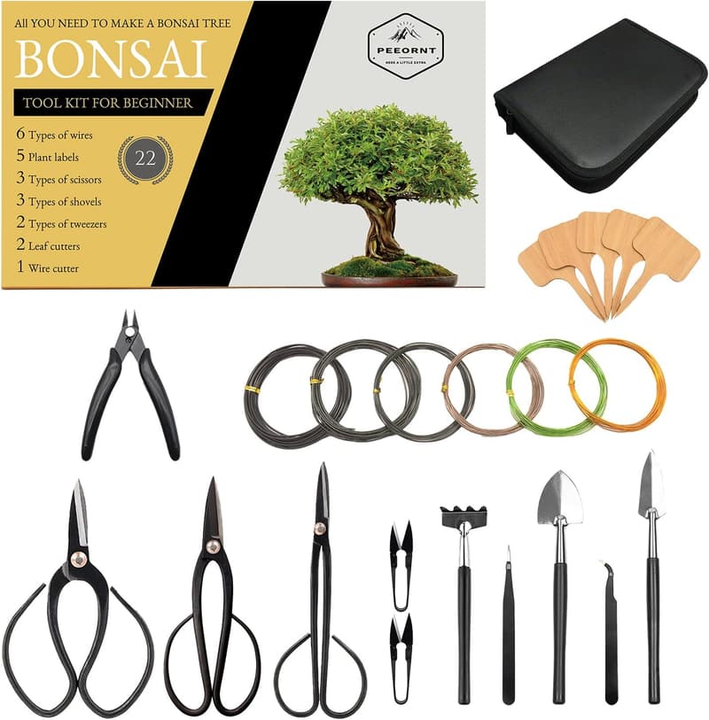 Bonsai Tool Set - 22 High Carbon Steel Tools for Beginners