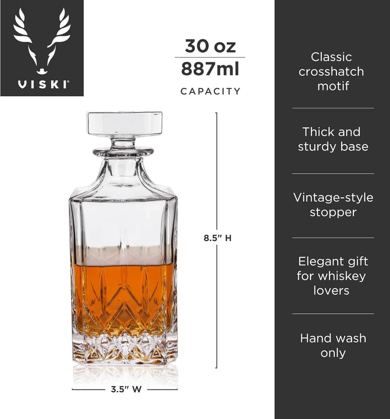 Crystal 30 oz Liquor Decanter for Whisky & Bourbon Lovers