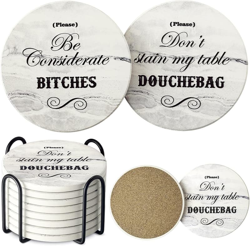 Funny Coasters Set for White Elephant Gifts