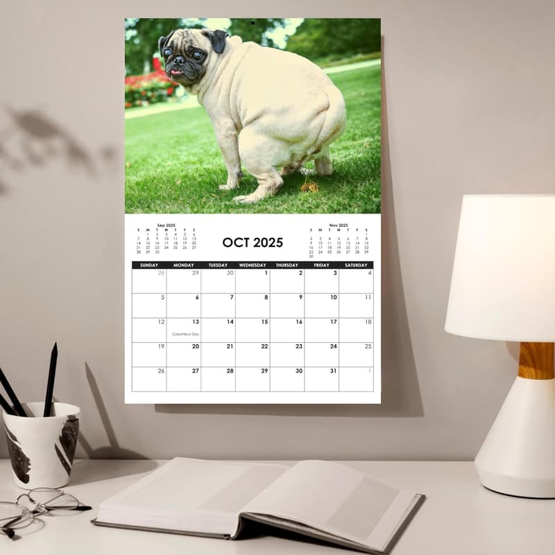 Funny Dog Pooping Calendar 2025 - Unique Gag Gift for Adults