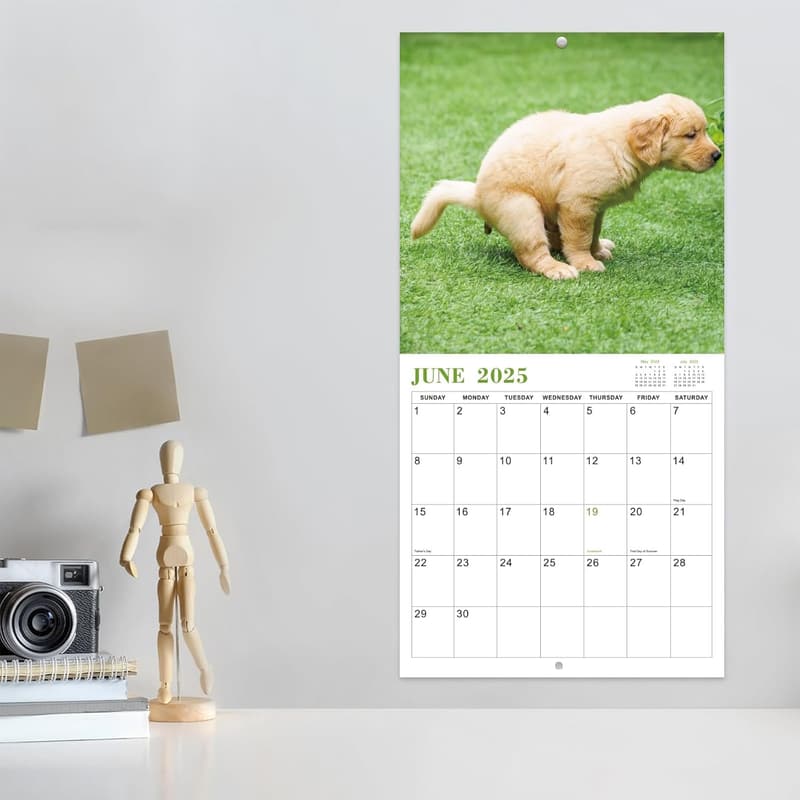 Funny 2025 Dogs Pooping Wall Calendar - Gag Gift for Friends