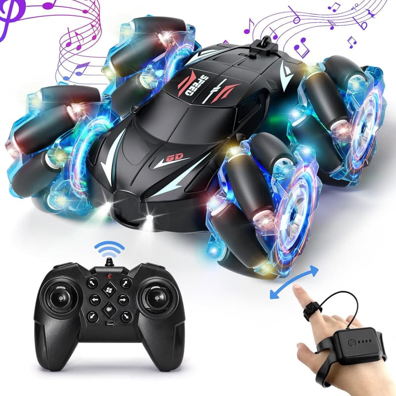 Gesture-Sensing RC Stunt Car with Lights & Music for Kids