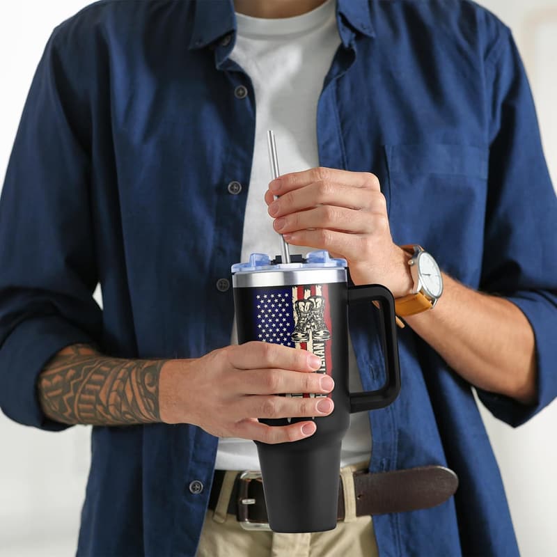 Veterans Day 40oz Tumbler with Handle and Straw