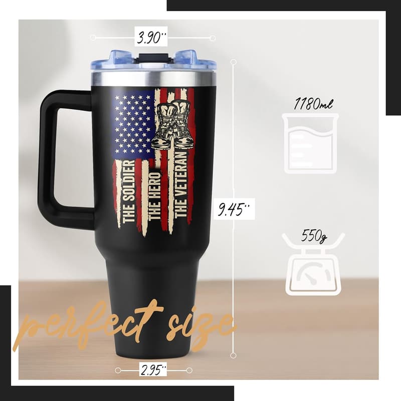 Veterans Day 40oz Tumbler with Handle and Straw