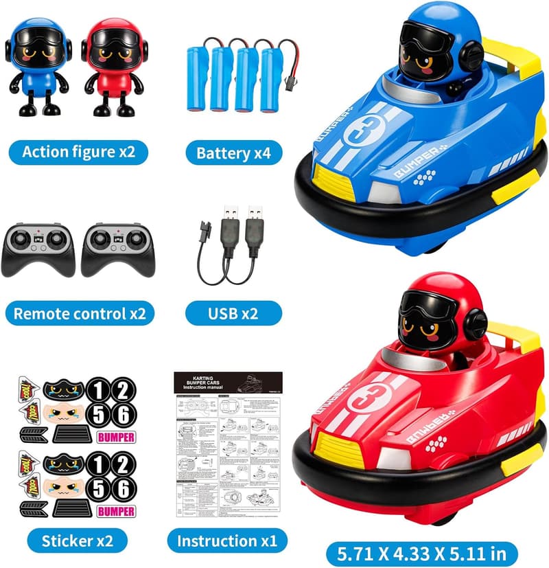 Christmas Remote Control Bumper Car Toy Set for Toddlers