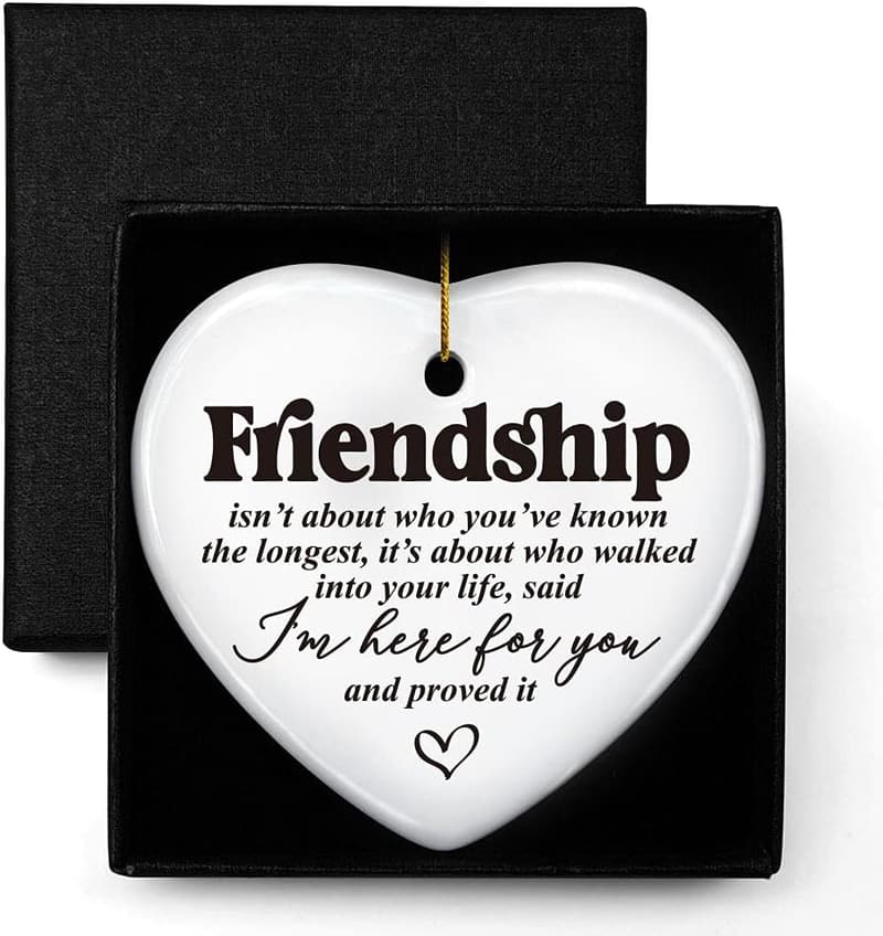 Friendship Ornament Keepsake - Heart-Shaped Ceramic Gift for Women