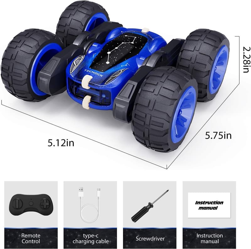 USB-C Rechargeable 4WD RC Stunt Car – 360° Rotates & Flips