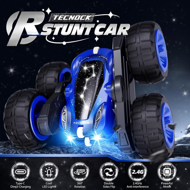 USB-C Rechargeable 4WD RC Stunt Car – 360° Rotates & Flips