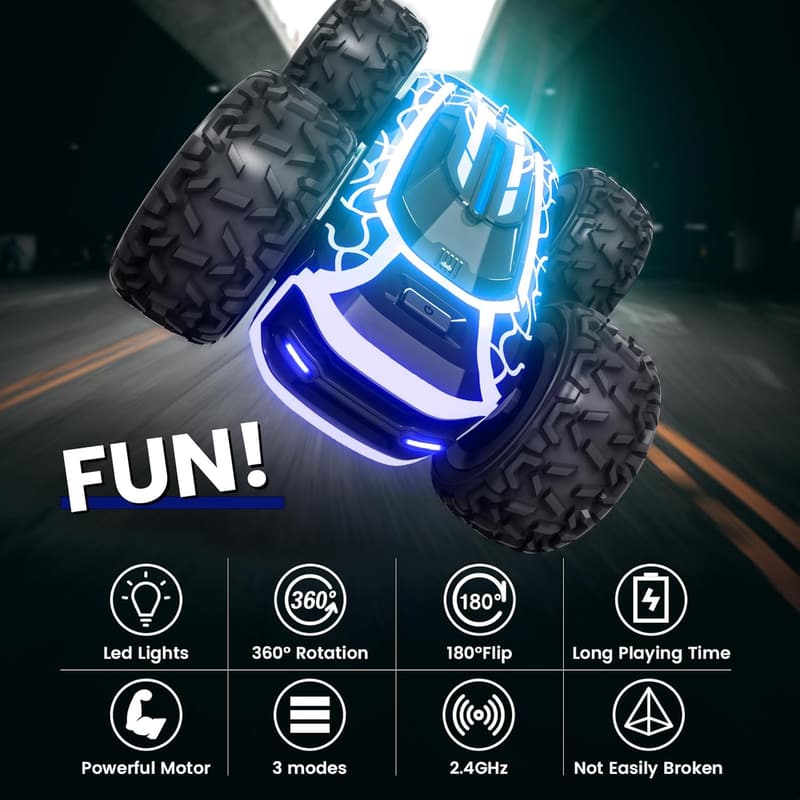 Kids' 360° Stunt RC Car with Lights - Remote Control Vehicle