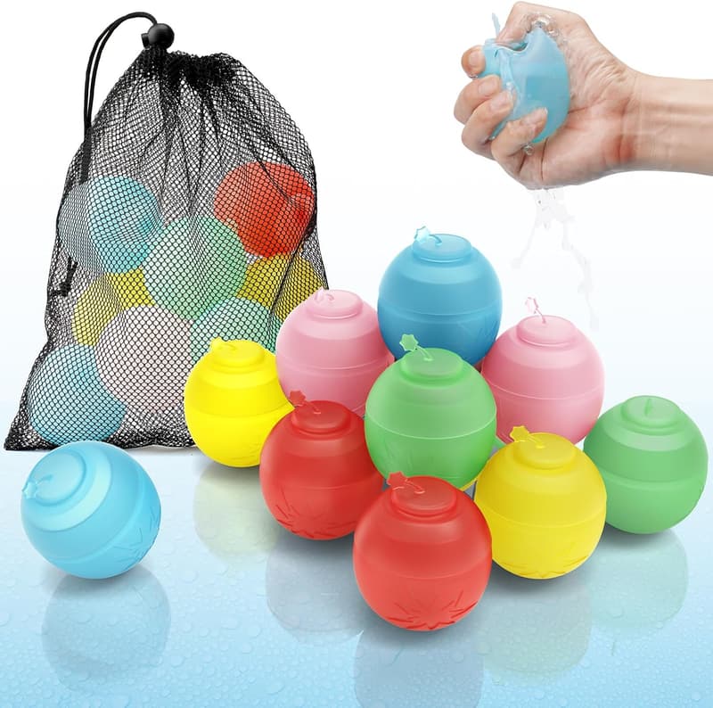 Reusable Water Balloons - 15 PCS Quick Fill for Kids' Summer Fun
