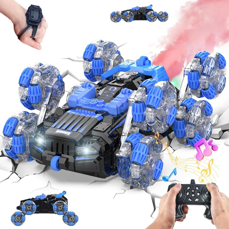 360° Gesture-Controlled RC Stunt Car with Light & Sound