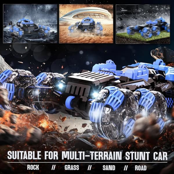 360° Gesture-Controlled RC Stunt Car with Light & Sound