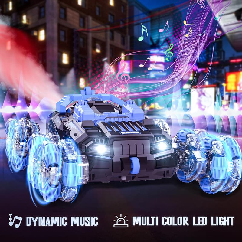 360° Gesture-Controlled RC Stunt Car with Light & Sound