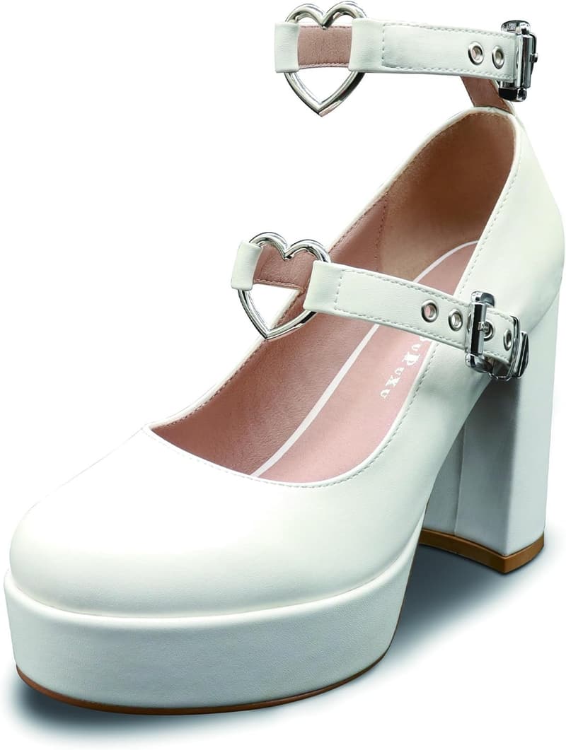 Goth Platform Mary Janes with Heart Buckle Strap
