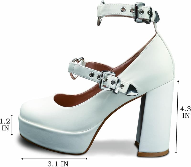 Goth Platform Mary Janes with Heart Buckle Strap