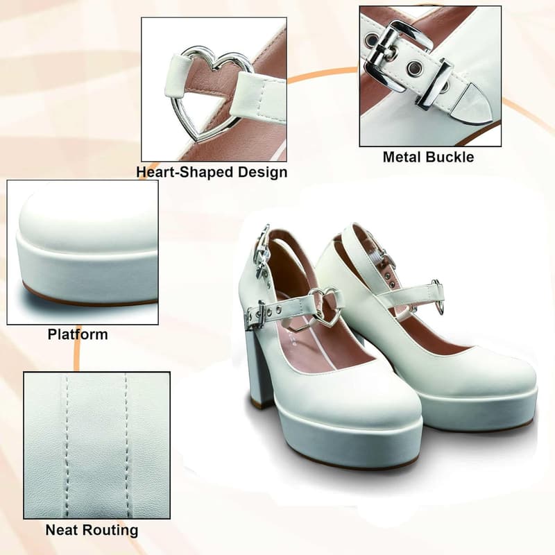 Goth Platform Mary Janes with Heart Buckle Strap