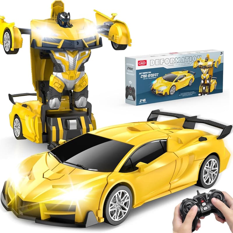 Transforming Remote Control Car with LED Headlights for Kids