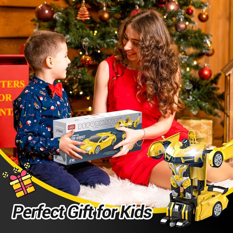 Transforming Remote Control Car with LED Headlights for Kids