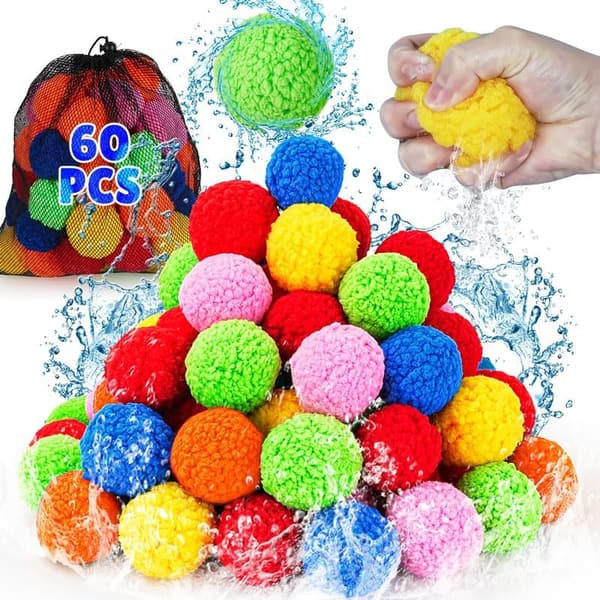 Reusable Water Balloons - 60 PCS Summer Toy Balls for Kids