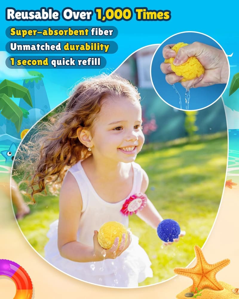 Reusable Water Balloons - 60 PCS Summer Toy Balls for Kids