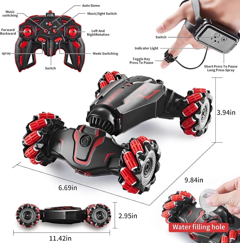 Gesture-Controlled 4WD Stunt Car with Lights & Music for Kids Birthday