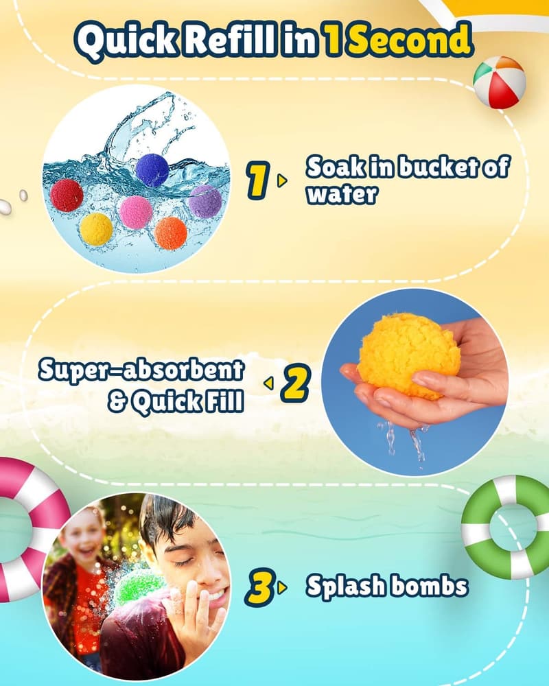 Reusable Water Balloons – 50 PCS Water Splash Balls for Summer Fun
