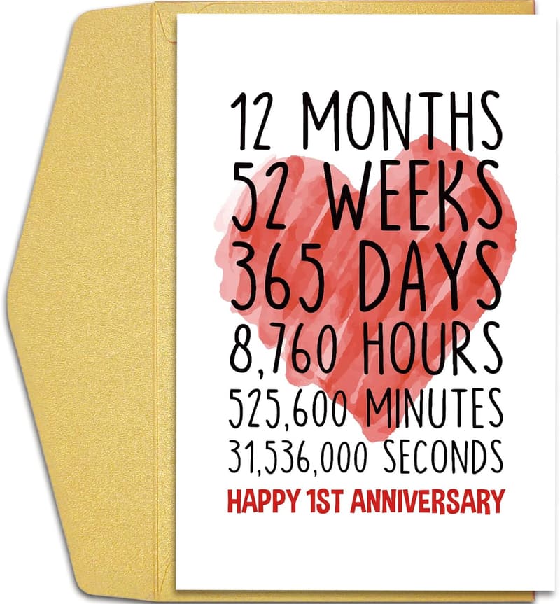 1st Anniversary Greeting Card - Funny Design for Couples