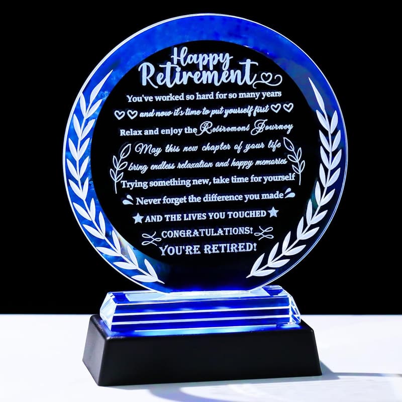 2024 Retirement Gift - LED Crystal Plaque for Him & Her