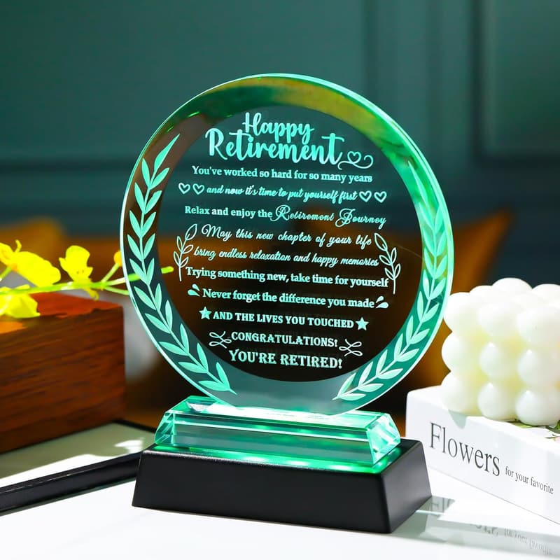 2024 Retirement Gift - LED Crystal Plaque for Him & Her