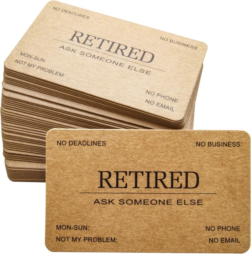 Funny Retirement Business Cards – Kraft Paper Pack of 50