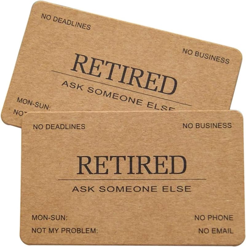 Funny Retirement Business Cards – Kraft Paper Pack of 50
