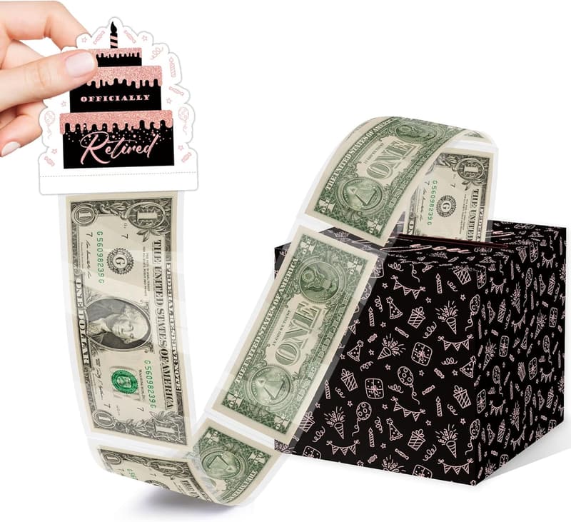 Retirement Money Box Gift Set with Card & Bags for Women & Men