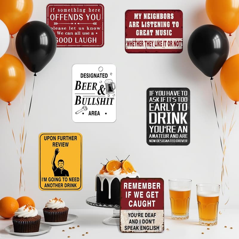 Man Cave Birthday Party Decorations - 9 Vintage Signs & Posters