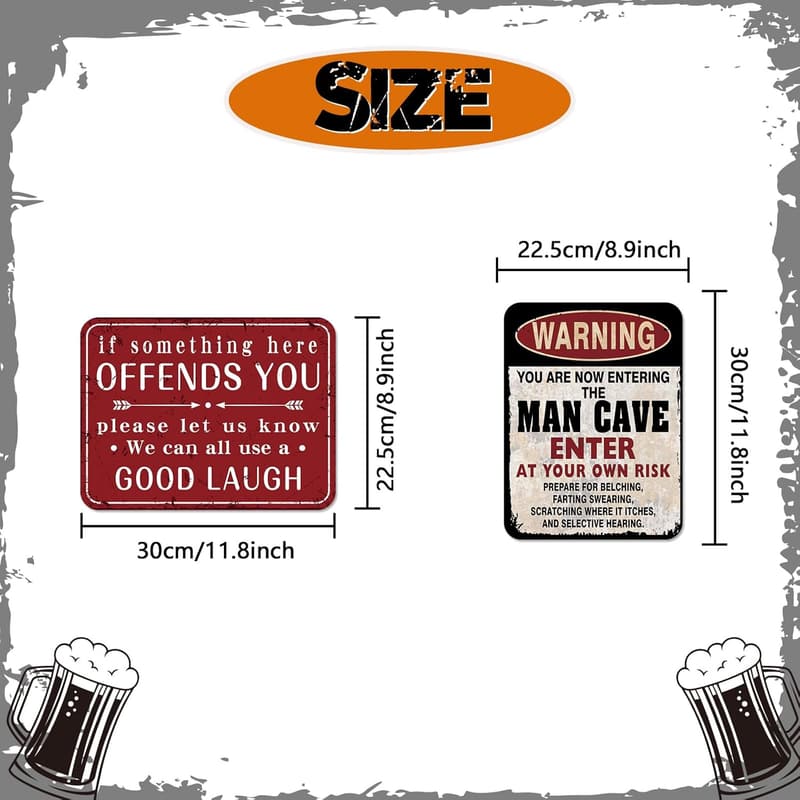 Man Cave Birthday Party Decorations - 9 Vintage Signs & Posters