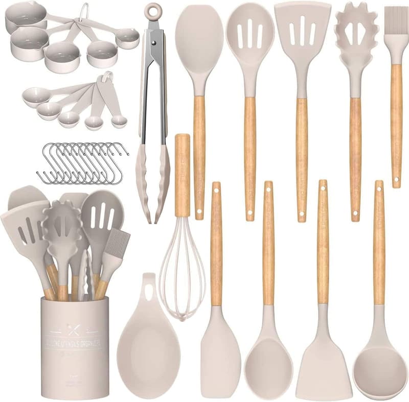 33-Piece Non-Stick Silicone Cooking Utensil Set with Holder