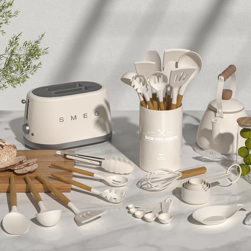 33-Piece Non-Stick Silicone Cooking Utensil Set with Holder