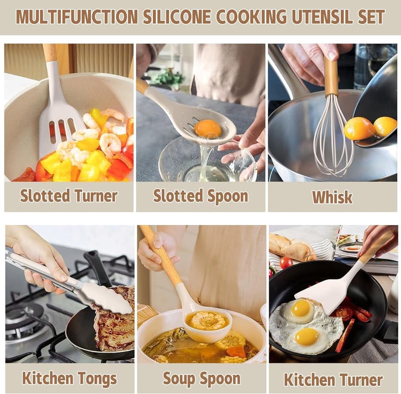 33-Piece Non-Stick Silicone Cooking Utensil Set with Holder
