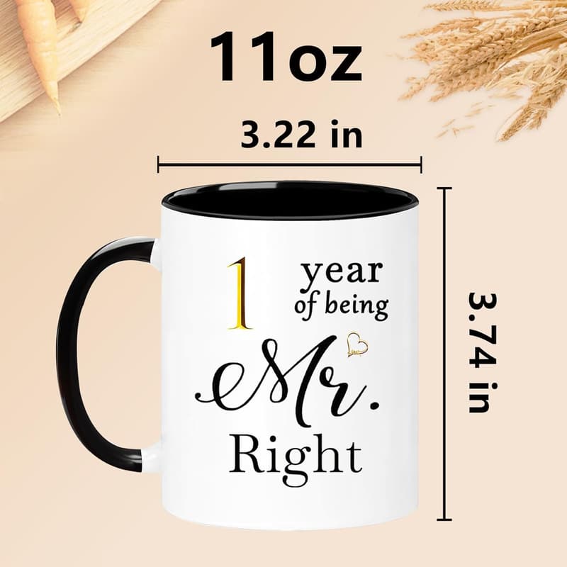 1st Anniversary Couples Coffee Mug Set - 11oz Gifts for Him & Her