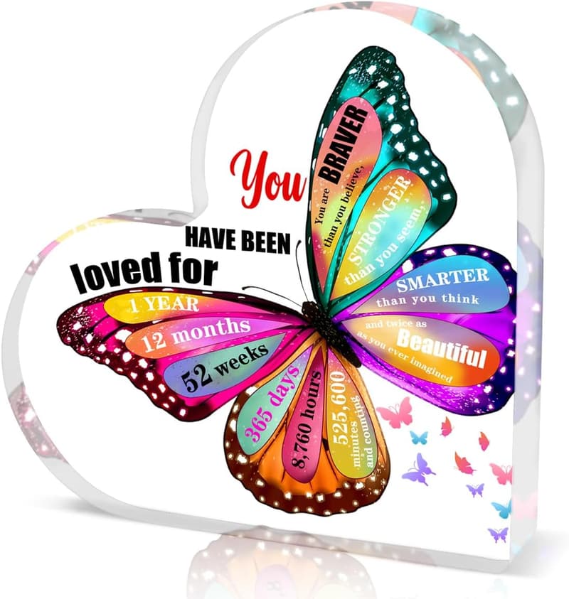 1st Birthday Butterfly Decorations & Acrylic Heart Keepsake