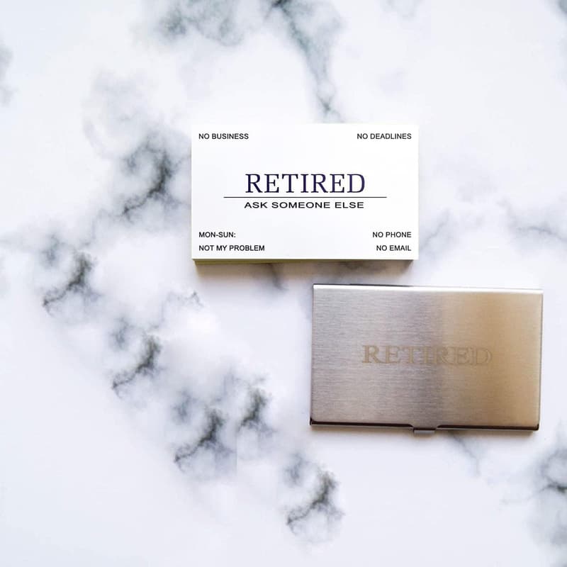 Funny Retirement Cards (Pack of 50) with Stainless Steel Case