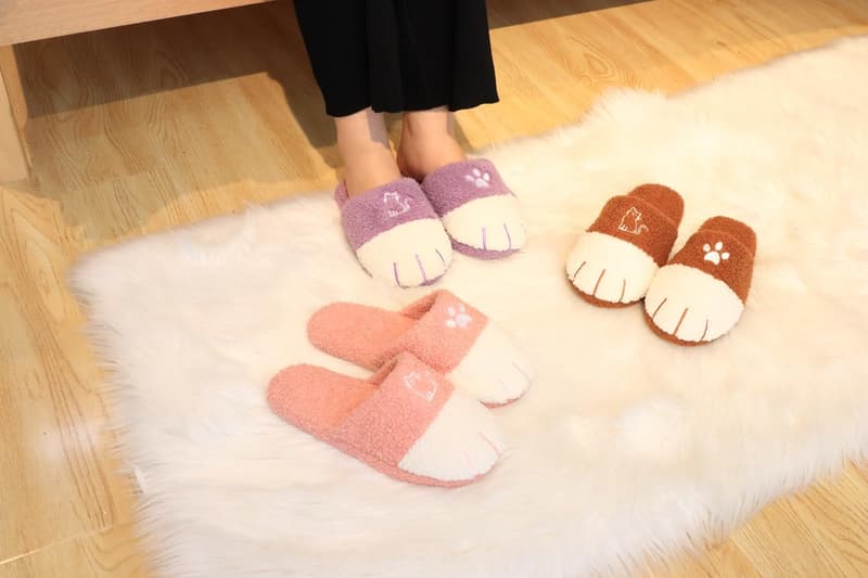 Warm Fluffy Cat Paw Slippers for Women - Anti-Skid Memory Foam