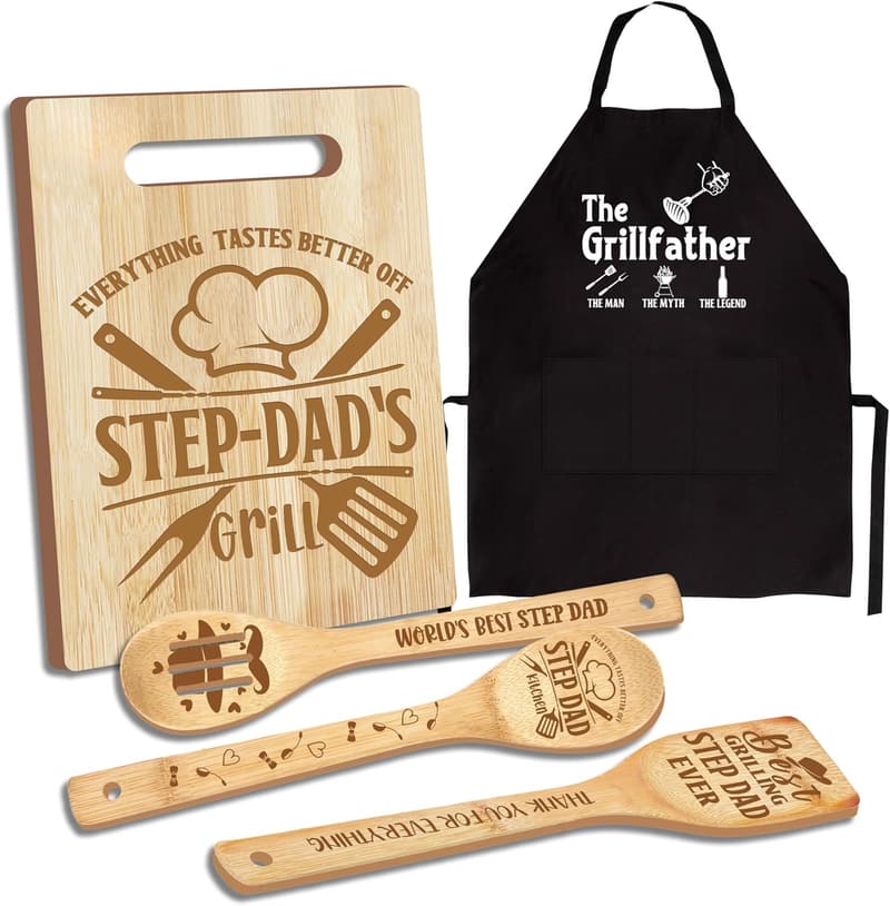 Father's Day Gift: Wooden Cutting Board Set for Step Dad