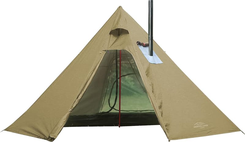 Lightweight 4-Person Tipi Tent with Stove Jack for Camping