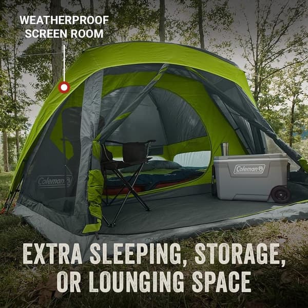 Weatherproof Coleman Skydome Tent with Screen Room for 4-8 People