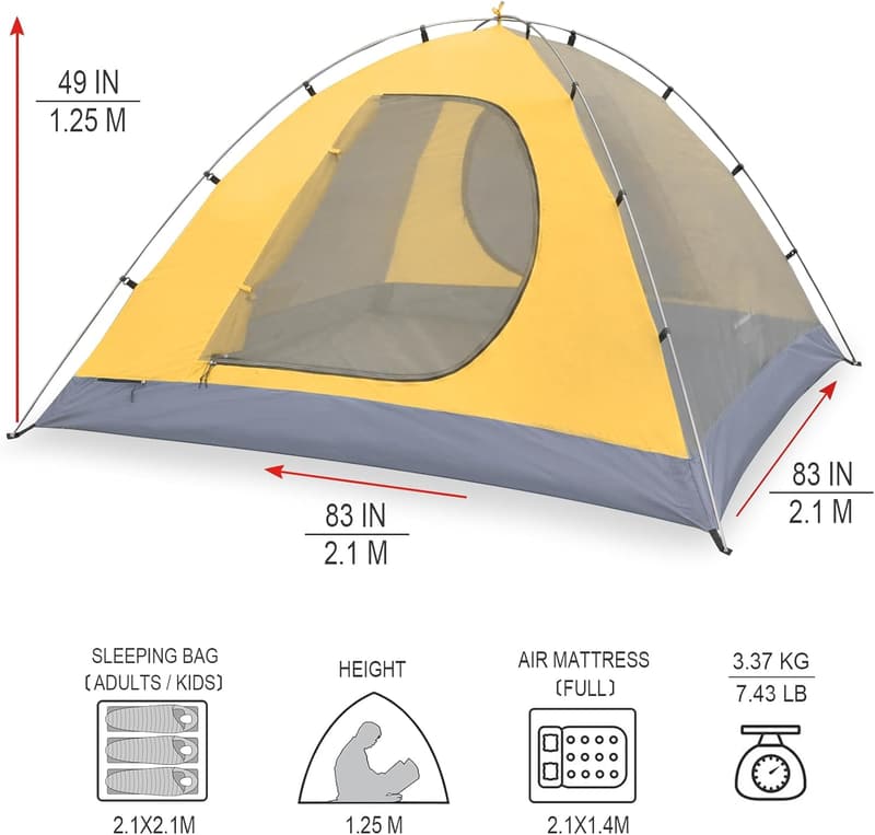 Lightweight Waterproof Camping Tent for 2-3 People