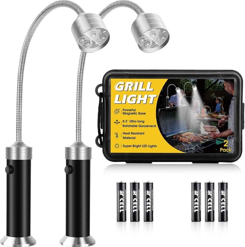 Super Bright LED Barbecue Grill Lights - Magnetic Base, 2 Pack