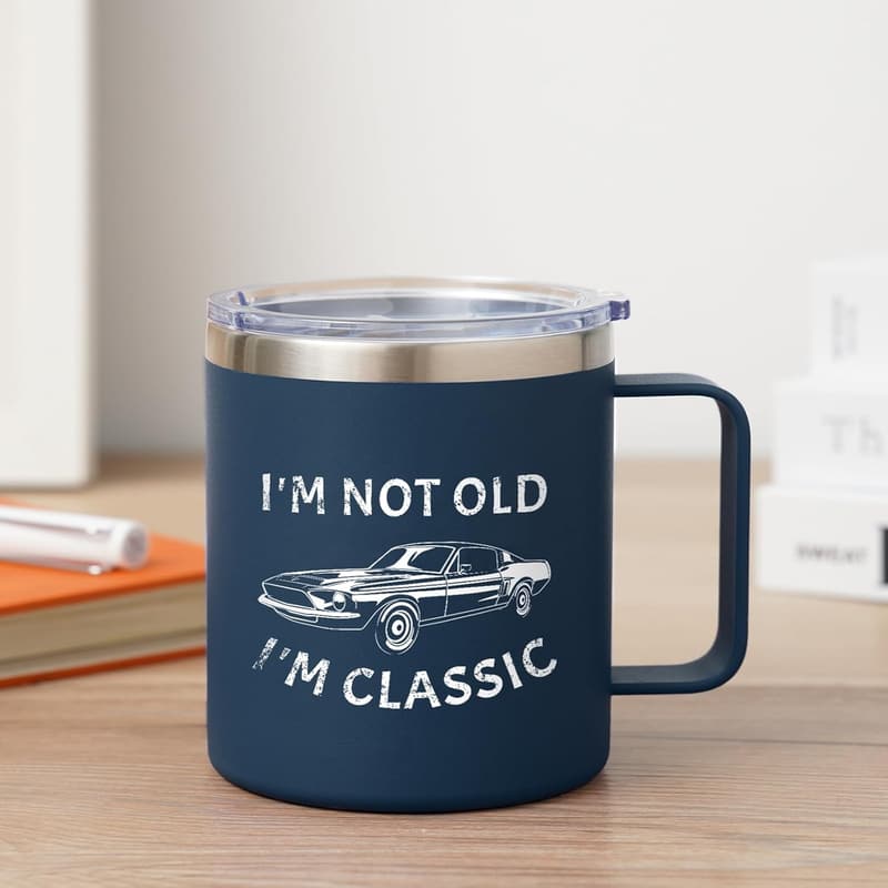 Funny Birthday Coffee Mug for Men - Navy Blue (14oz)