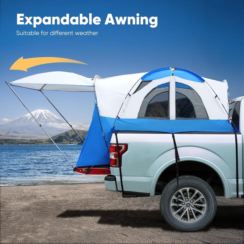 Pickup Truck Tent for 2-Person Bed, Waterproof with Awning
