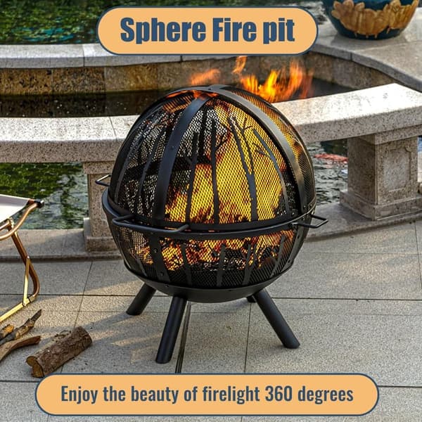 35 Inch Heavy Duty Outdoor Fire Pit with BBQ Grill & Spark Screen